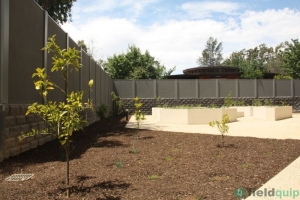 decorative sleeper wall fitted with lightweight noise wall at Fullarton SA